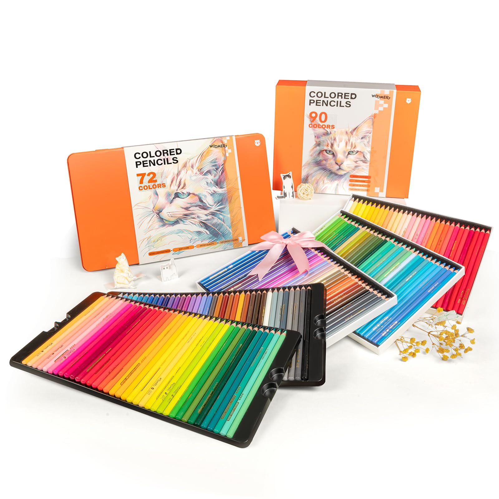 Woomer Buntstifte, Set mit 20 verschleißfestem Papier, 3,8 mm weicher, cremiger Kern für Künstler, Enthusiastenstudios und Mischen/Schichten (162 Stück, 2 Packungen)