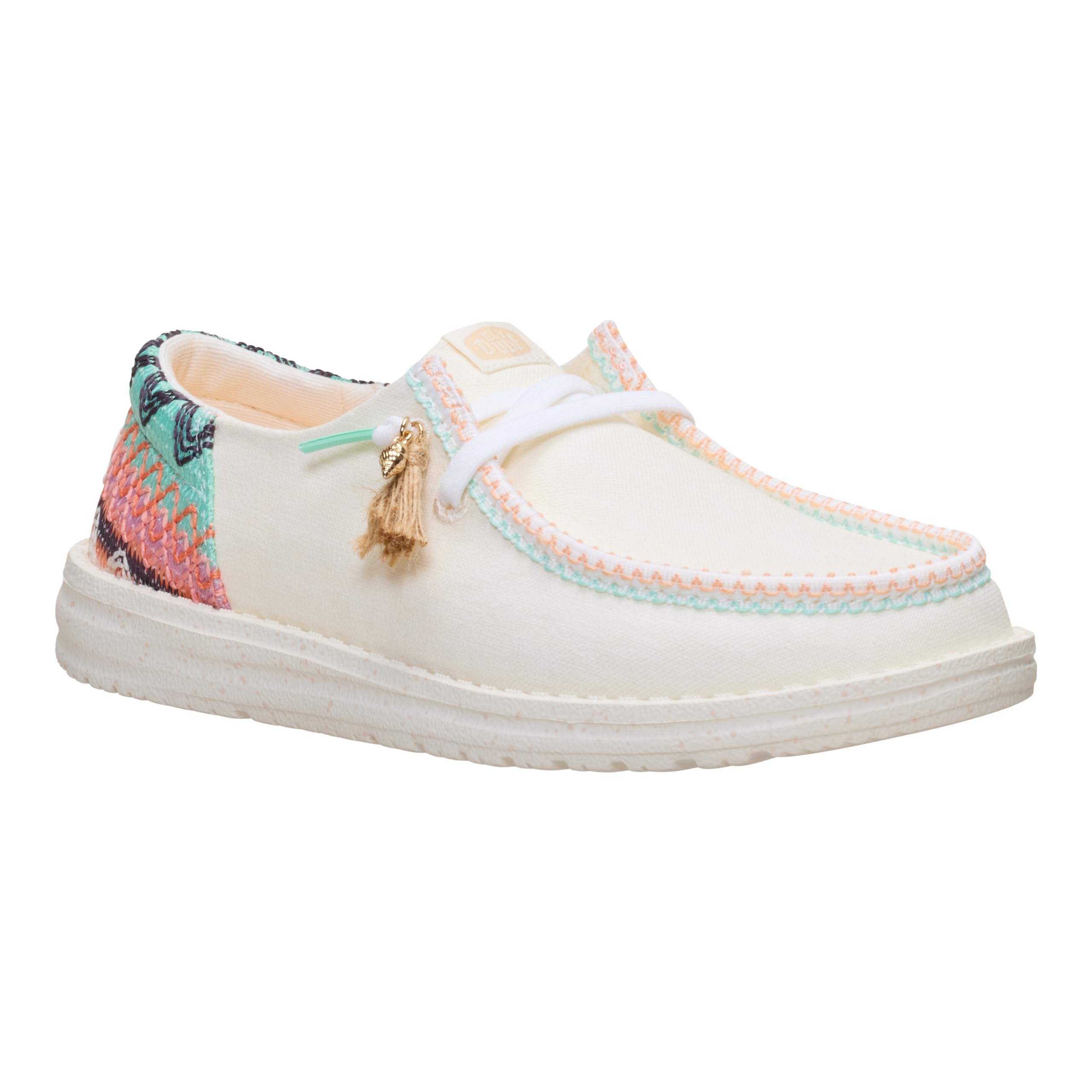 HEYDUDE Wendy Funk - Scarpe da spiaggia da donna, leggere, senza lacci, con lacci elastici e dettaglio con nappe