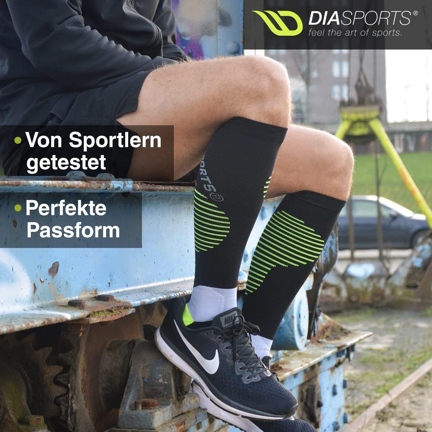 RUNSTARS Kompressionssocken für Sport, Laufen, Marathon und Triathlon I Premium Laufsocken mit gleichmäßiger Kompression und verstärkter Ferse I Kompressionsstrümpfe Herren & Damen