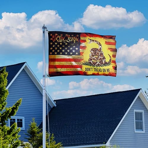 Miniatura 6 de Flagwix Bandera estadounidense patriótica "We The People, Dont Tread On Me", 3 x 5 pies para exteriores, con ojales, tela de lona de doble cara