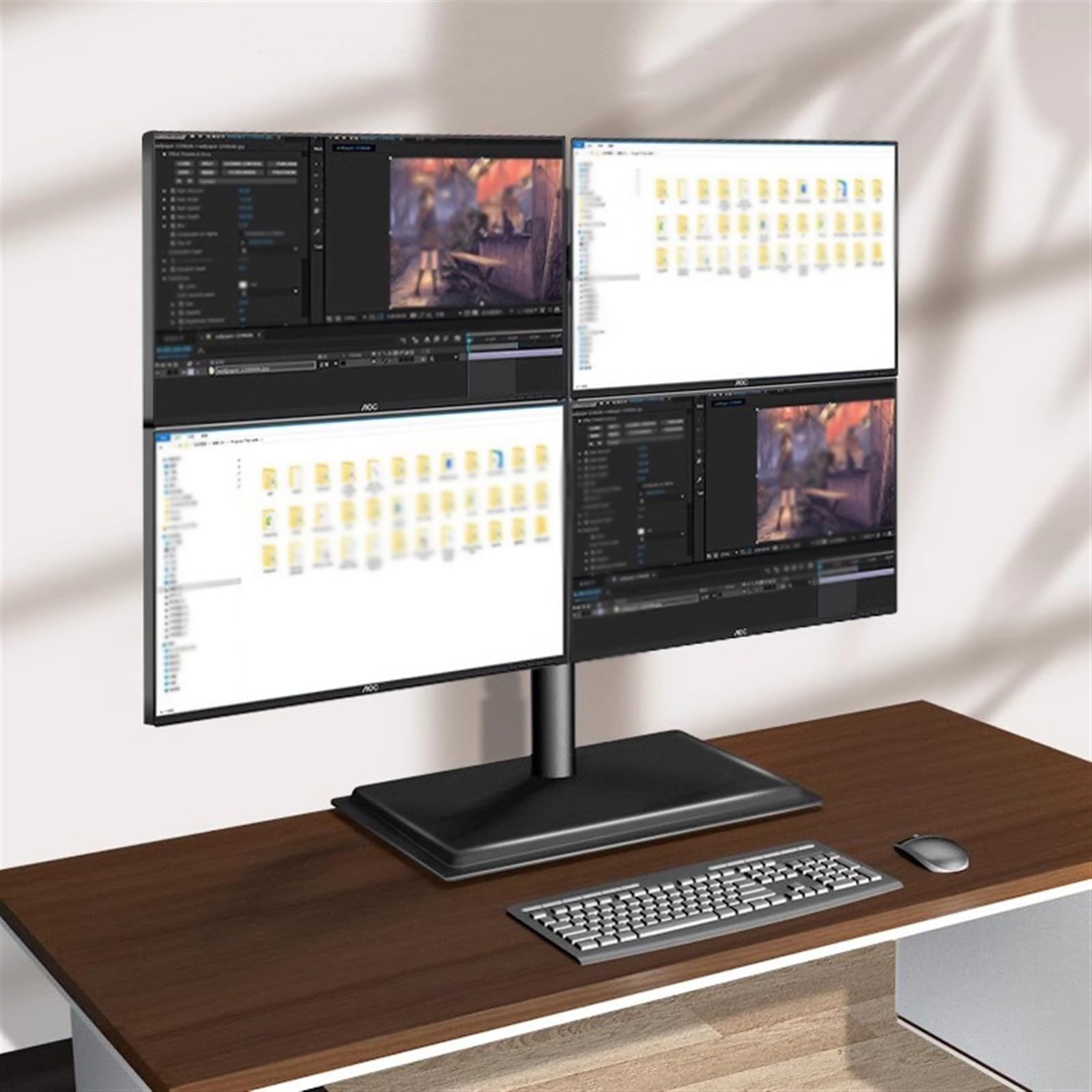 トリプルモニタースタンド+クワッドモニタースタンド 4画面 自立型 シム トリプルモニタースタンド+クワッドモニタースタンド 4画面 自立