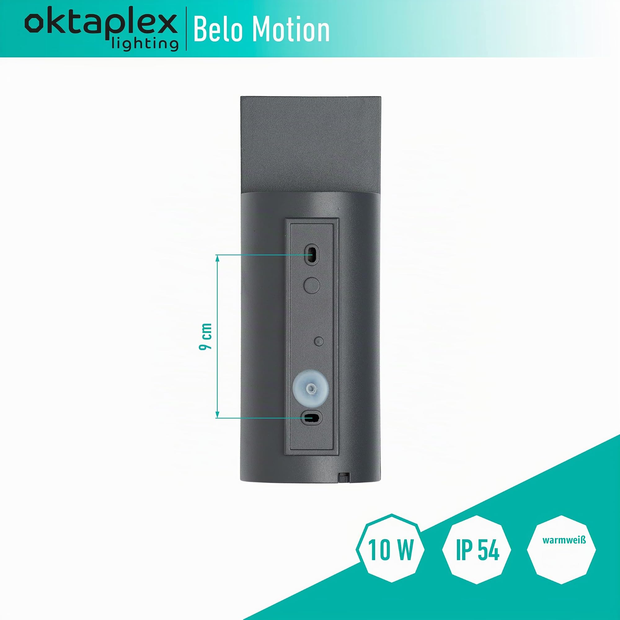 Oktaplex LED Außenleuchte mit Bewegungsmelder Belo 10W IP54 | Außenlampe anthrazit, Wand Außen, Außenwandleuchte Sensor, 3000K Warmweiß