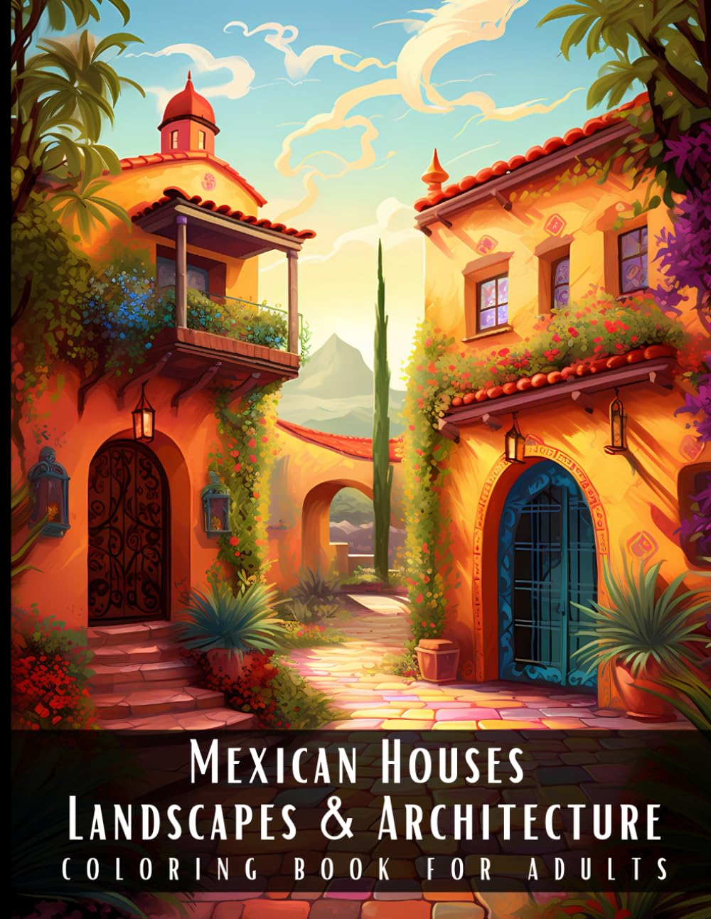 Mexican Houses Landscapes & Architecture Coloring Book for Adults: Beautiful Nature Landscapes Sceneries and Foreign Buildings Coloring Book for ... Relief and Relaxation - 50 Coloring Pages