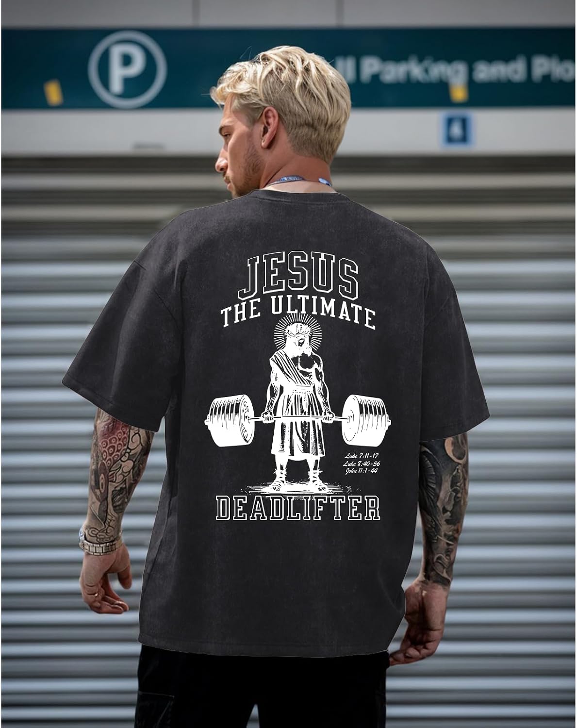 Mens Oversized Christian Shirts Jesus Faith Shirt Funny Gym Graphic Tees God Religious Bible Verse Acid Wash Tshirts