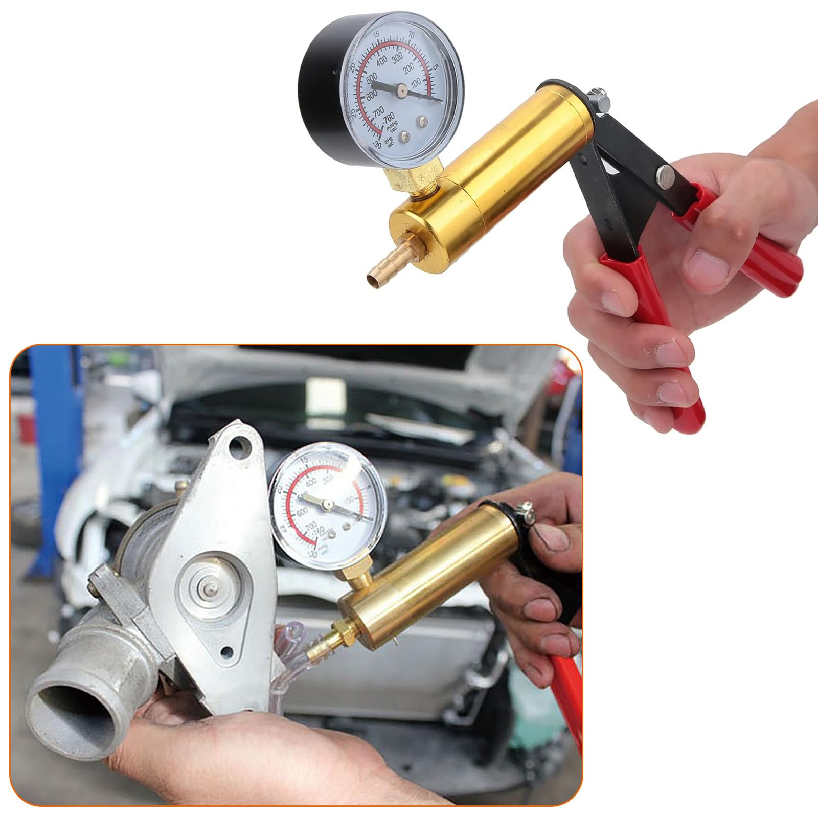 Pompe à Vide Manuelle: Purgeur Liquide De Frein Testeur à Vide, Testeur De Pression De Vider, Purgeur De Frein Testeur De Pompe à Vider Tenu dans La Main avec Adaptateurs pour Moto De Voiture