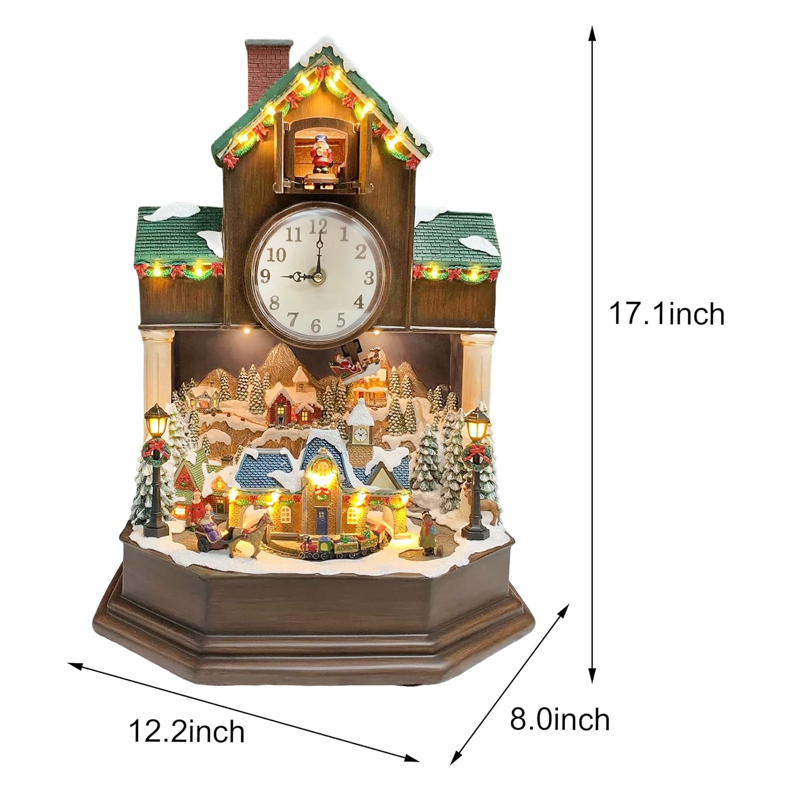 クリスマス装飾カッコウ時計、クリスマスビレッジシーン、LEDライト、音楽、 Amazon.co.jp: MOMENTS IN TIME 17インチ クリスマス鳩時計