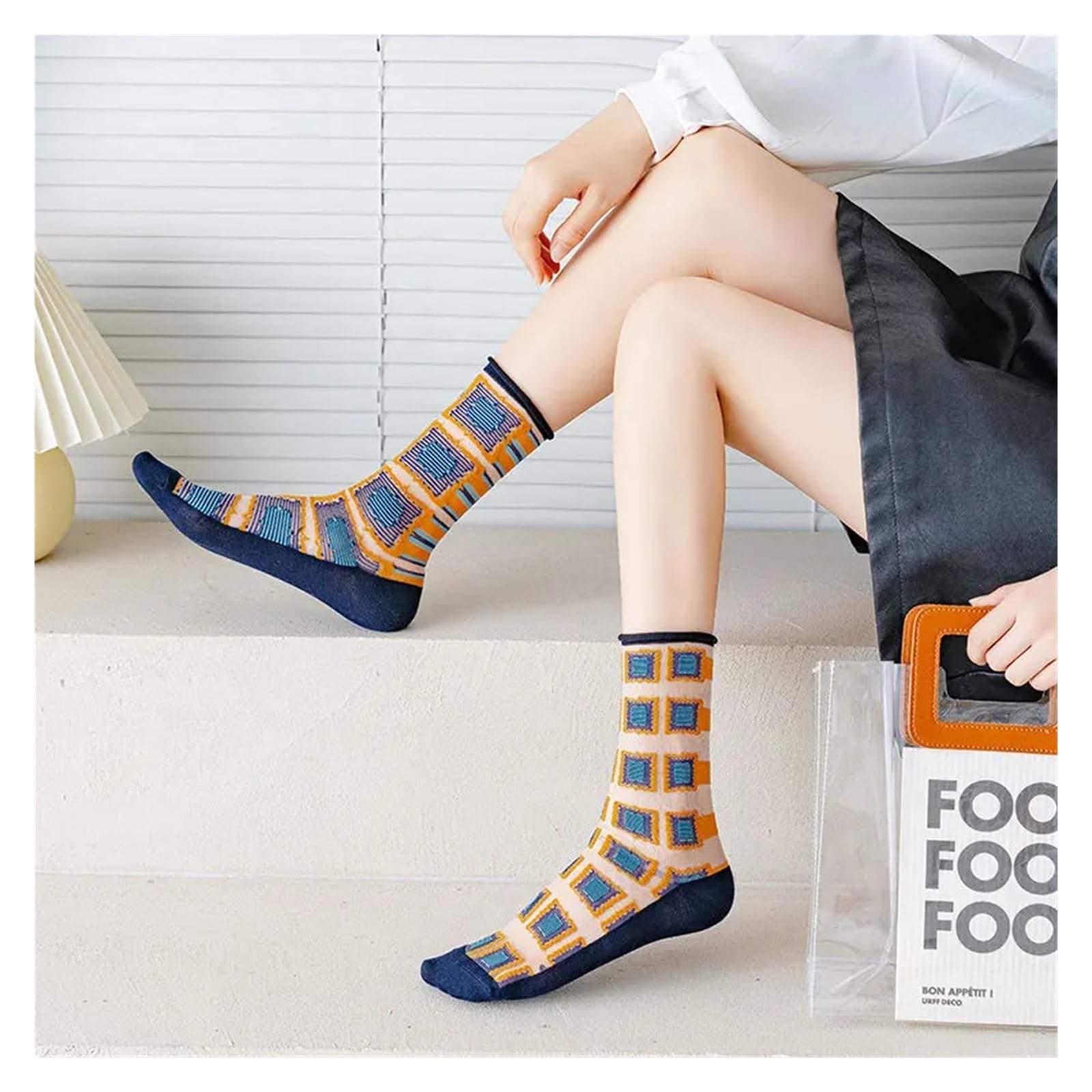 Medias Cortas Mujer 2 pares de calcetines seda cristal transparentes ultrafinos verano con divertidos dibujos animados, lindos largos elásticos