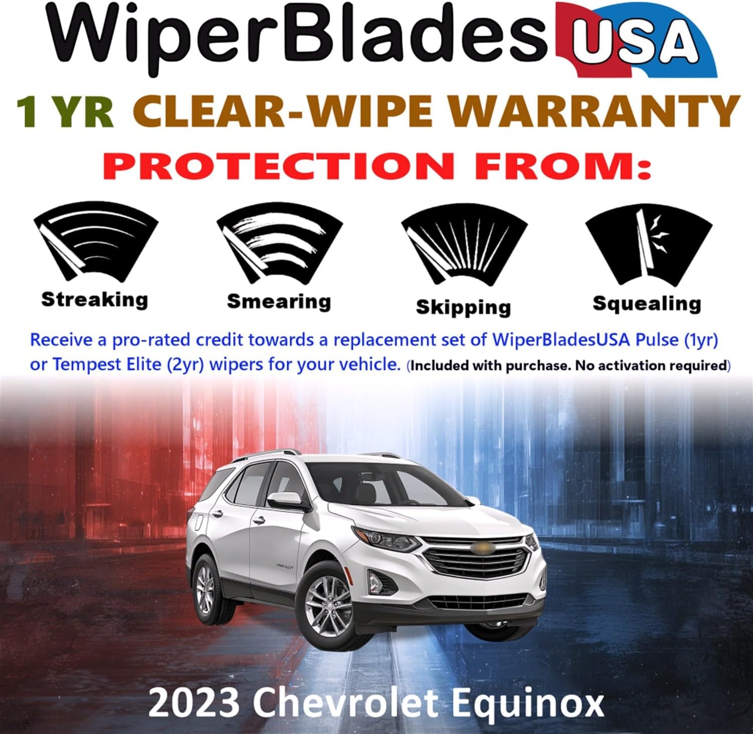 Wiper Blades for 2023 Chevrolet Equinox Wipers w/1yr Warranty (Set of 2)