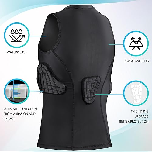 Miniatura 2 de TUOY Youth Padded Shirt Chest Rib Protector Heart Guard Sternum Protective Compression Shirt