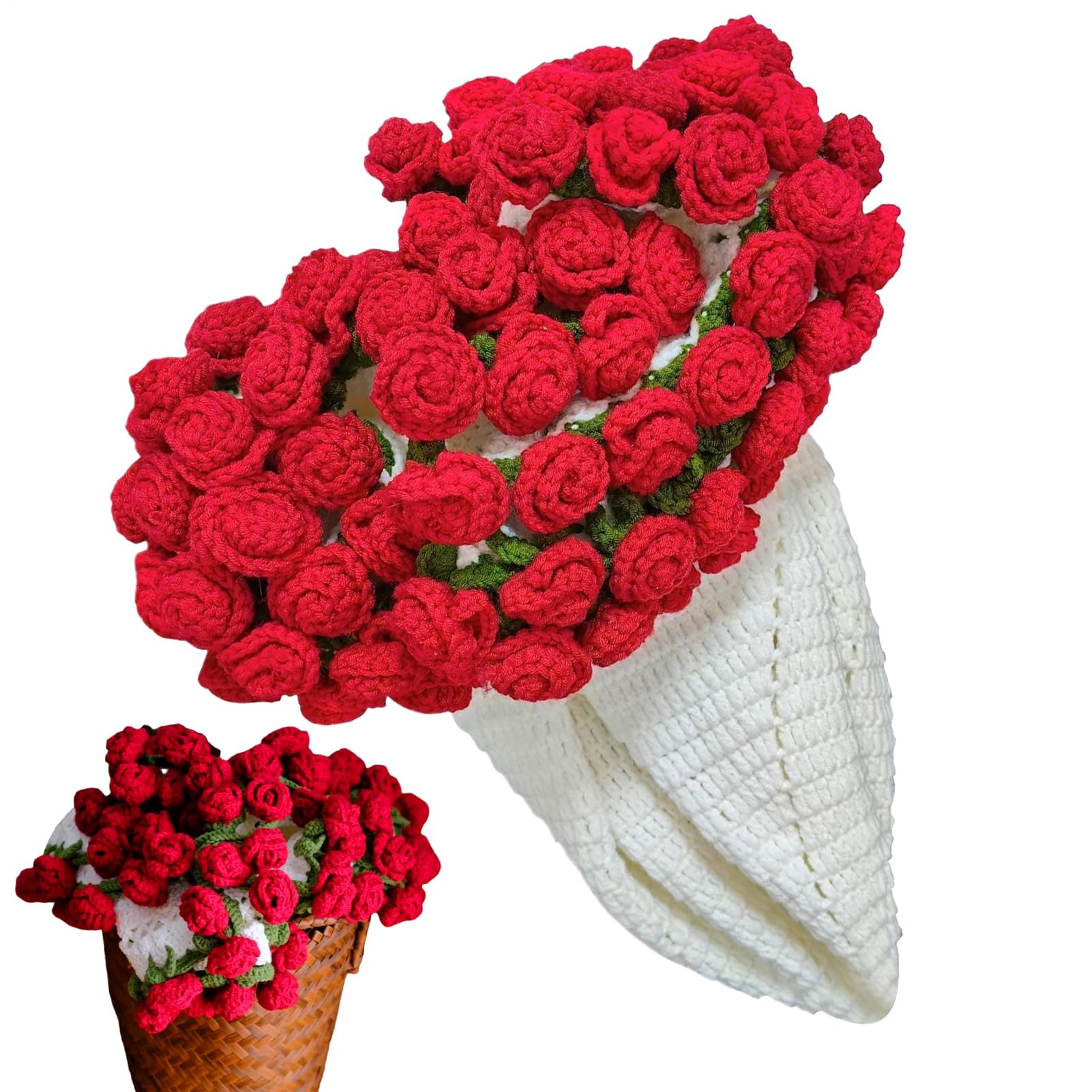 Couverture de bouquet rose au crochet tricotée à la main pour canapés de salon