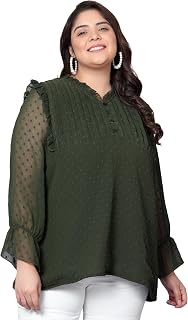 Indietoga Women's Plus Size Embroidered Georgette Longline Tunic Tops with Lining (XL to 7XL) Price In India