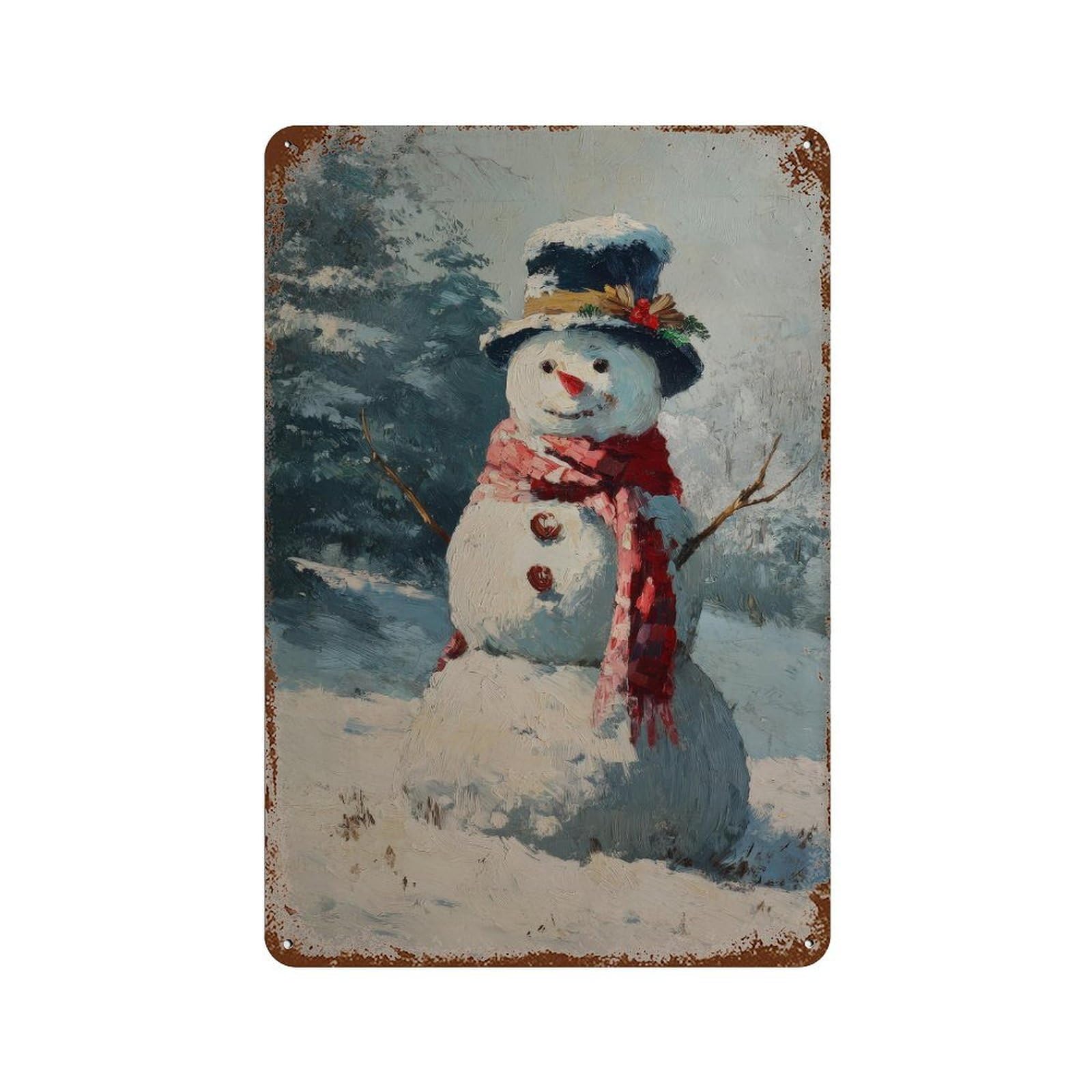 xiaoxiaoshen Snowman. Impressionism Winter Scene Wall Decor Art Metal Tin Poster Modern Home Decor Art Home Bar Shop Decorations Vintage Sign 30x20cm