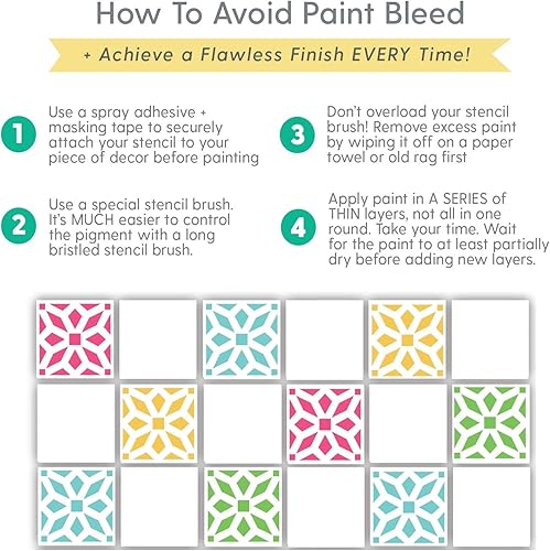 Vista 42 de Paquete de 4 plantillas de azulejos (4 x 4 pulgadas), patrón mexicano, plantillas reutilizables para pintar suelos/paredes/muebles, se adapta a