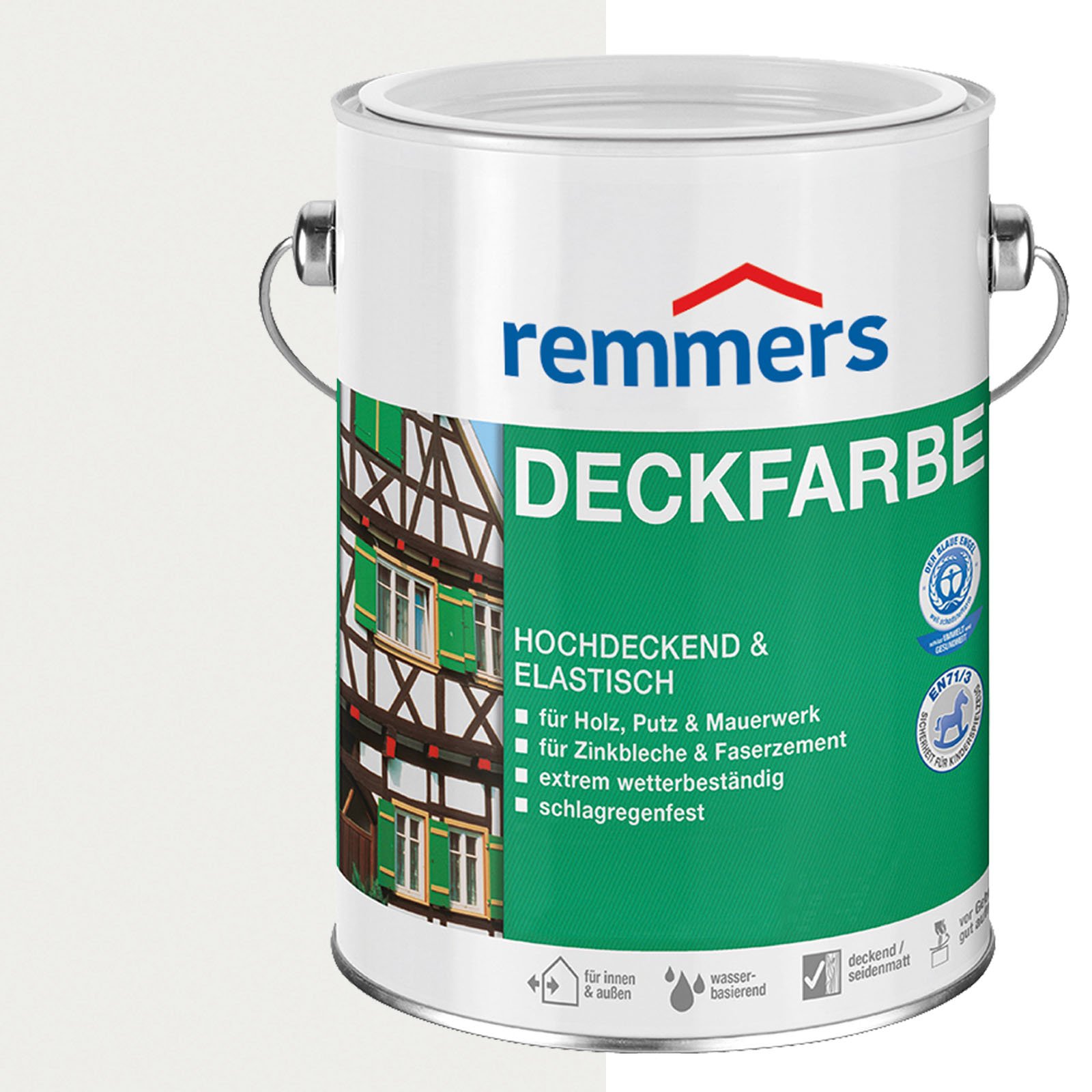 Remmers Finishing Paint white (RAL 9016), 2,5 litres, water-based finishing paint for interior and exterior use, weather protection paint for wood, zinc, mineral and many other substrates