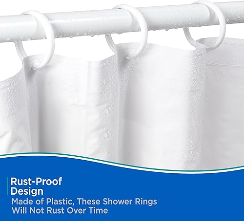 Miniatura 5 de Kenney Anillos de cortina de ducha blancos paquete de 12