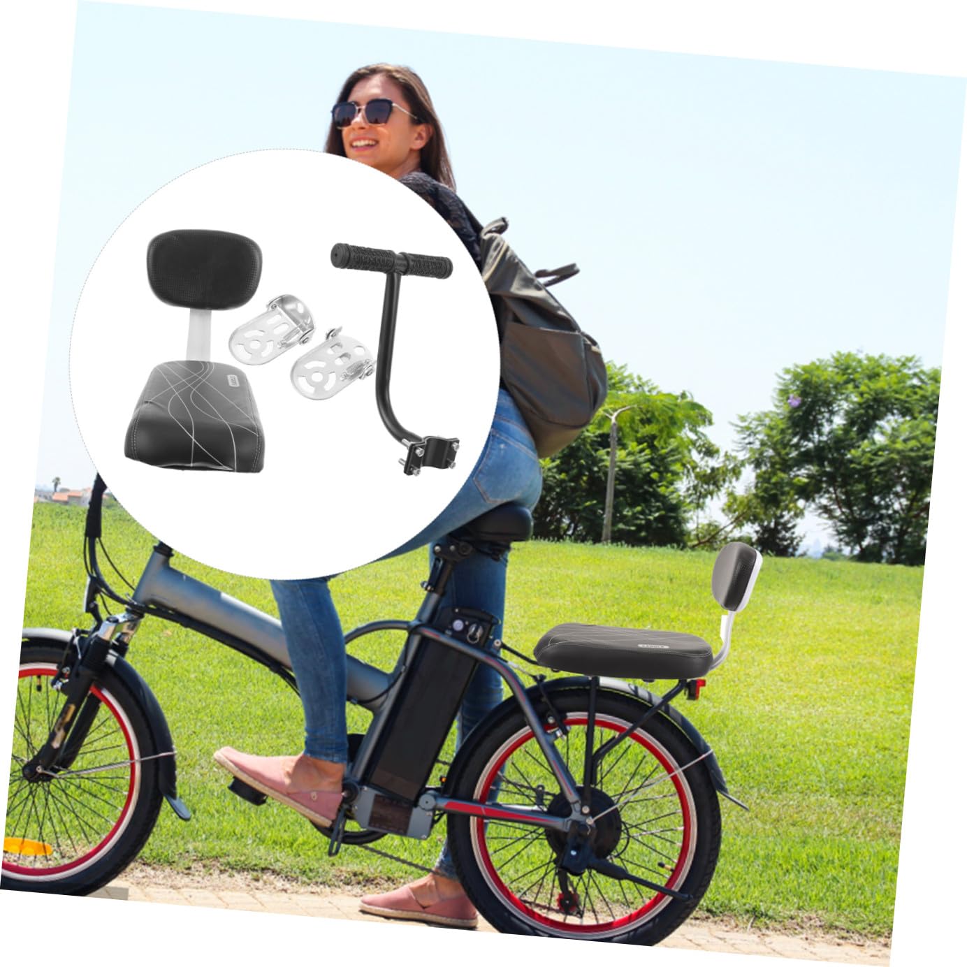 Happyyami Sella Posteriore per Bici Mountain Bike in Spugna e Metallo | Pelle Sintetica, Accessorio per Bicicletta, Adatta a Passeggero, Comfort al Tatto, Alta Durata
