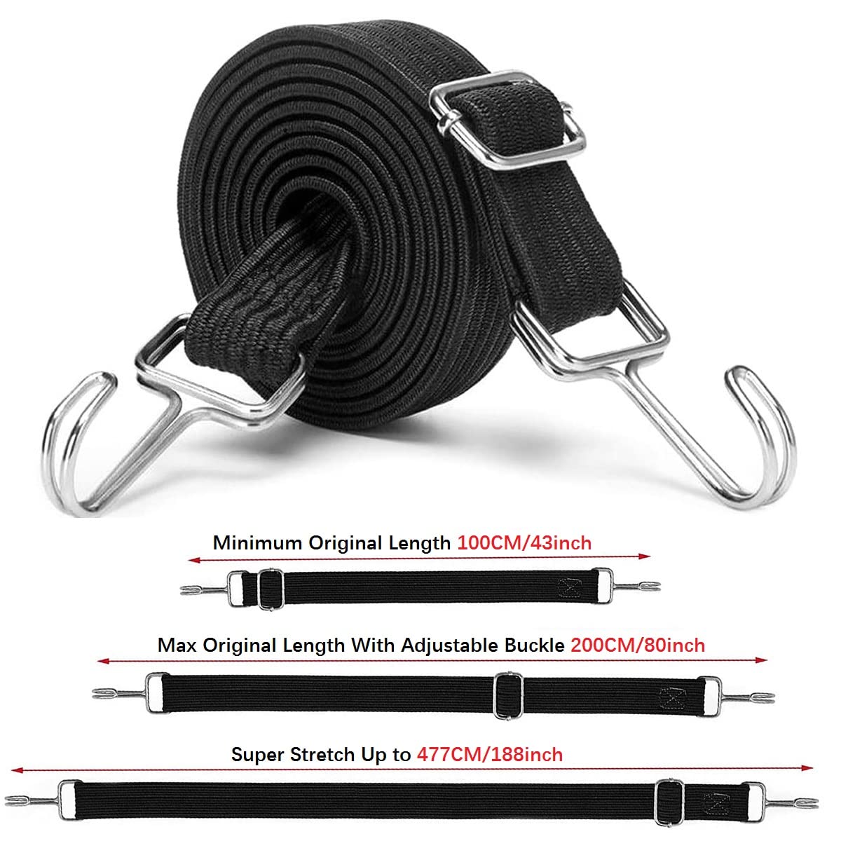 5 Corde Elastiche Con Ganci - Larghezza 3 Cm, Lunghezza 1 M, Regolabili, In Lattice E Nylon - Per Fissaggio Bagagli E Trasporto