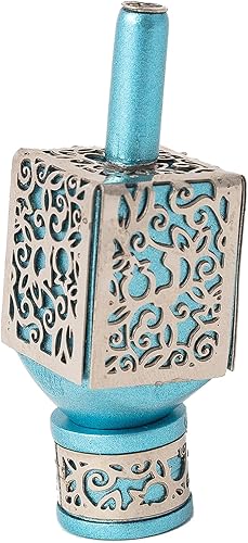 Yair Emanuel Dreidel decorativo con soporte, diseño de recorte de granadas, regalo de Hanukkah decoraciones judías (latón, mediano)