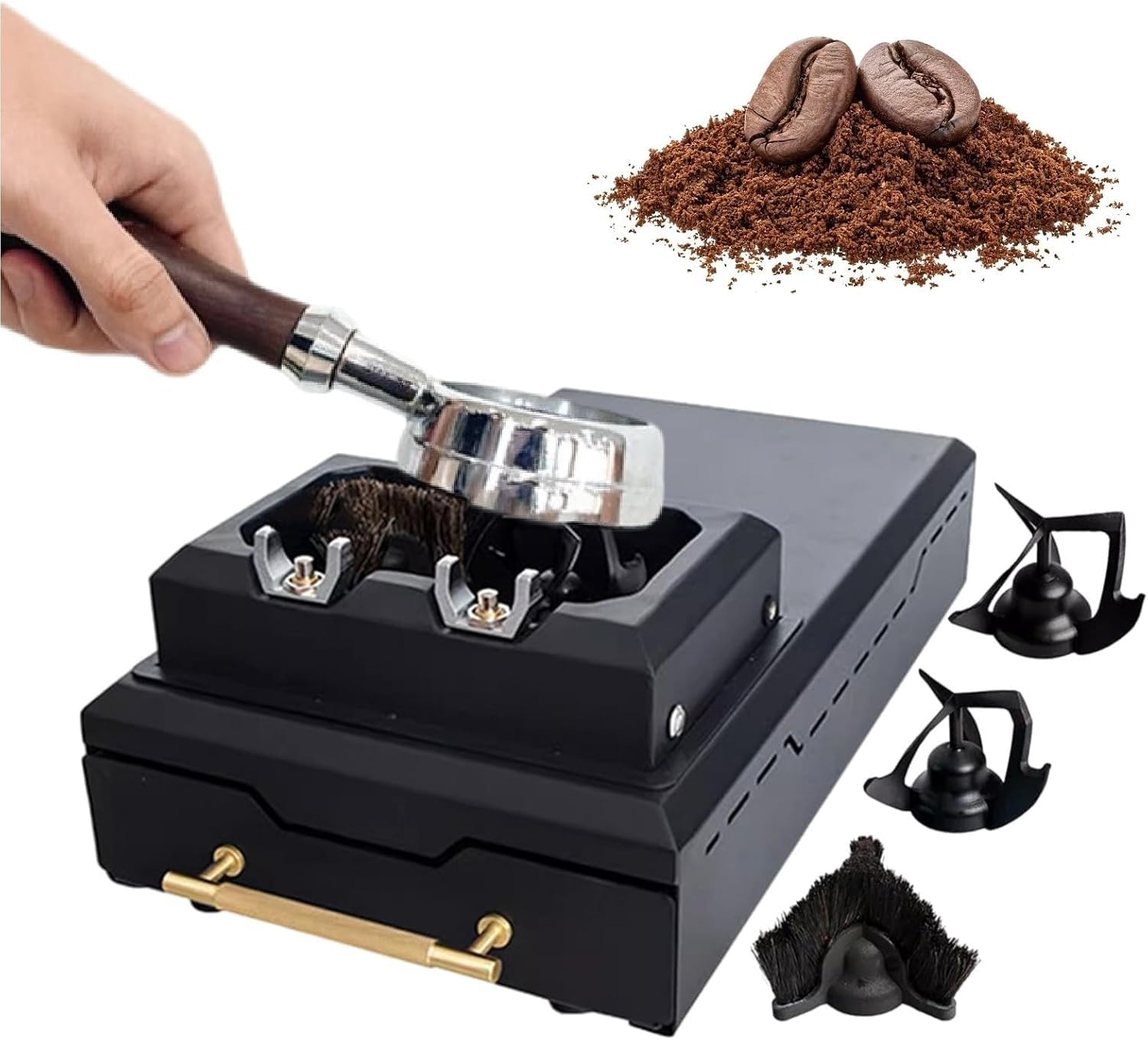 Limpiador automático de filtros de café, 300 rpm, 150 W, máquina eléctrica de limpieza de suelos extraíble para portafiltros de 58 mm, herramienta de barista