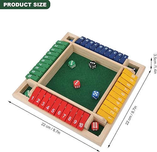 Miniatura 6 de Shut The Box Game, Wooden Dice Board Game, 2-4 Player Family Wooden Board Table Math Games with 8 Dices for Classroom Home Party