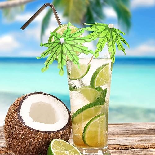 Miniatura 10 de KIMOBER 144 palillos de bambú para bebidas de cóctel, sombrillas de papel de colores mixtos, hechos a mano, palillos de dientes para fiesta tropical