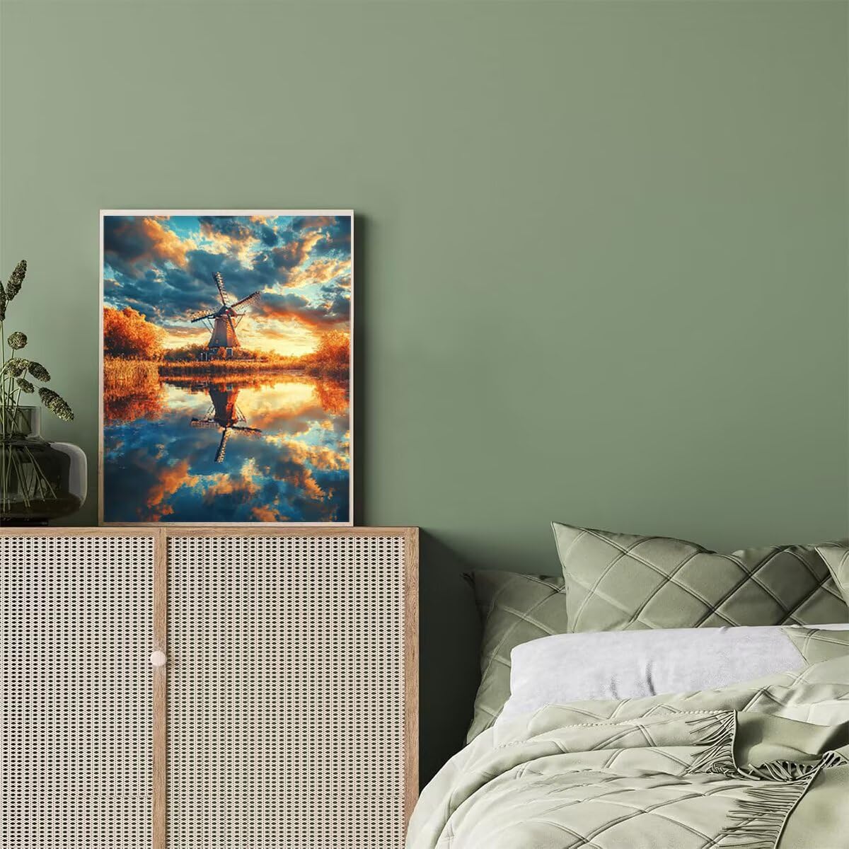 Dipingere con i Numeri Mulino a vento, Paint by Numbers Adulti Paesaggio, Fai da te Creativi Adulti Quadri da Dipingere Numerati Kit per Decorazione Della Parete di Casa 100x135 cm Senza Cornice 25-U
