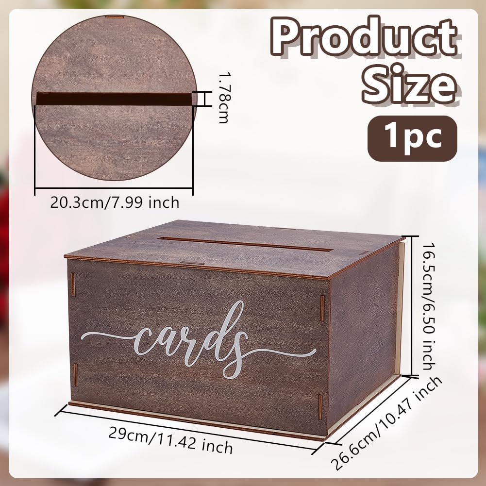 OLYCRAFT Wedding Card Box 11.4x10.5x6.5 Inch Wooden Weddings Cards Box with Slot Rustic Envelope Money Boxes DIY Wedding Money Envelope Card Boxes for Birthday Weddings Graduation Party