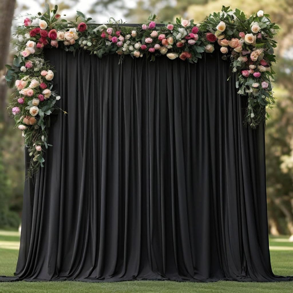 10ft x 10ft Wrinkle Free Black Backdrop Curtains for Parties, 2 Panels 5ftx10ft Polyester Photo Backdrop Drapes for Wedding Birthday Graduation Photography Background — view 127