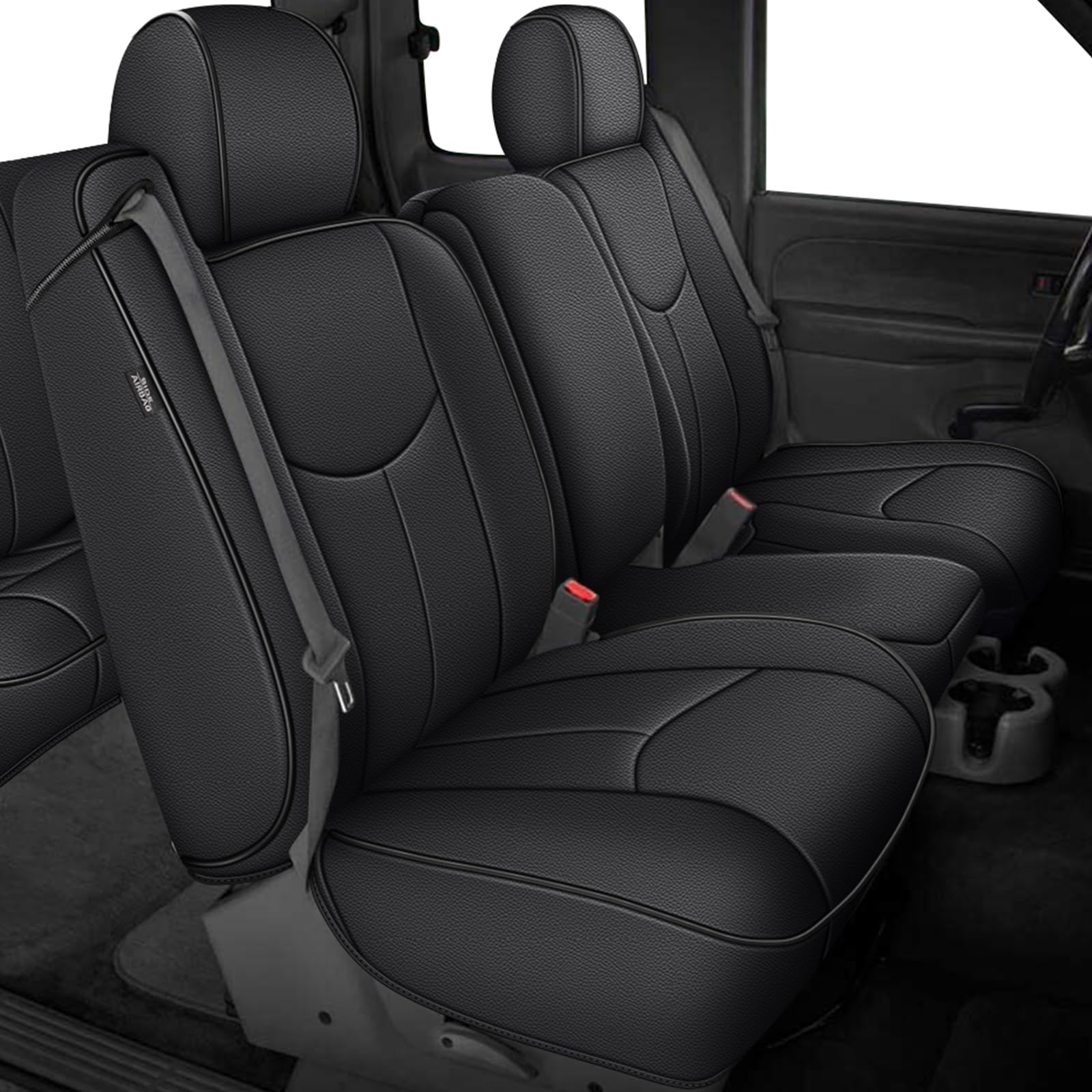 AOMSAZTO Car Seat Cover for Chevy Silverado/GMC Sierra 1500 (1999-2006) - Full Set Black Seat Covers