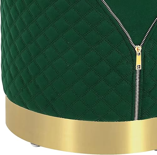 Miniatura 5 de Asense Taburetes tapizados otomanos redondos de terciopelo con base chapada en oro, taburete de maquillaje para sala de estar, dormitorio, Redondo