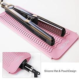ANGENIL Heat Resistant Silicone Flat Iron Mat Pouch, For Travel Dual Voltage Curling Iron Wand, Hair Straightener, Automatic Wireless Curlers, Crimper Hair Iron, Styling Tools, Curling Brush For Women