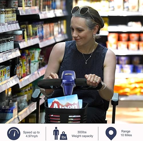 Miniatura 74 de Metro Mobility Patinetes de movilidad de 4 ruedas para personas mayores, scooter plegable de movilidad de 300 libras de capacidad para adultos