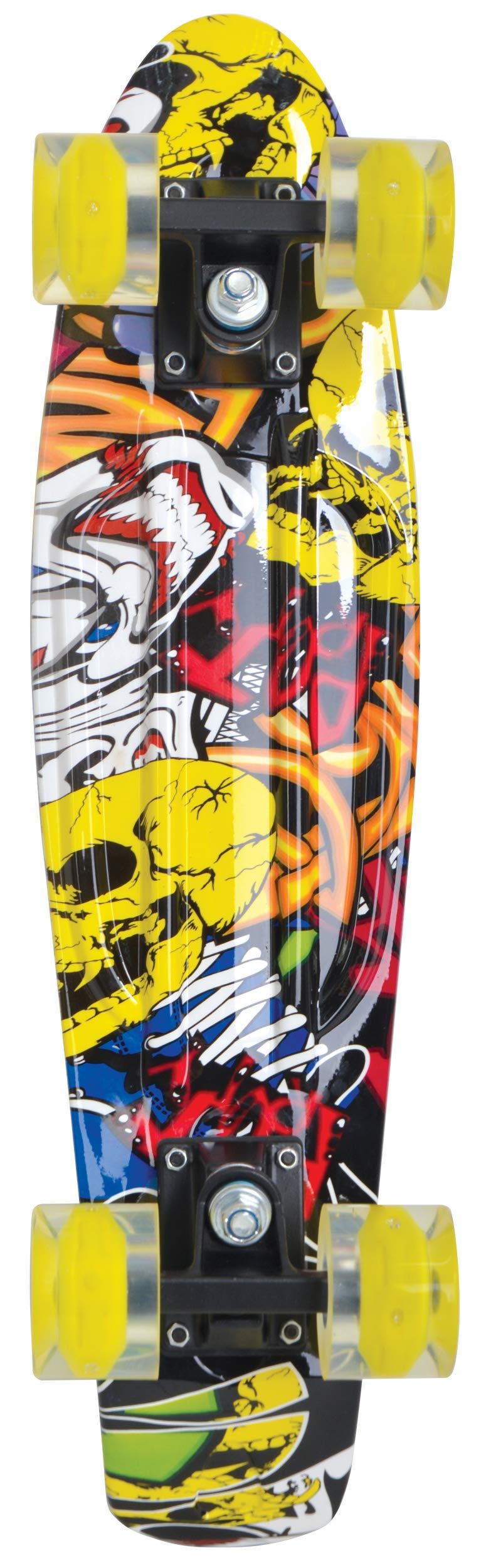 Schildkröt® Retro Skateboard Free Spirit, Premium Beach Board mit verschiedenen Deckdesigns, leuchtende LED Rollen, ABEC7 Kugellager