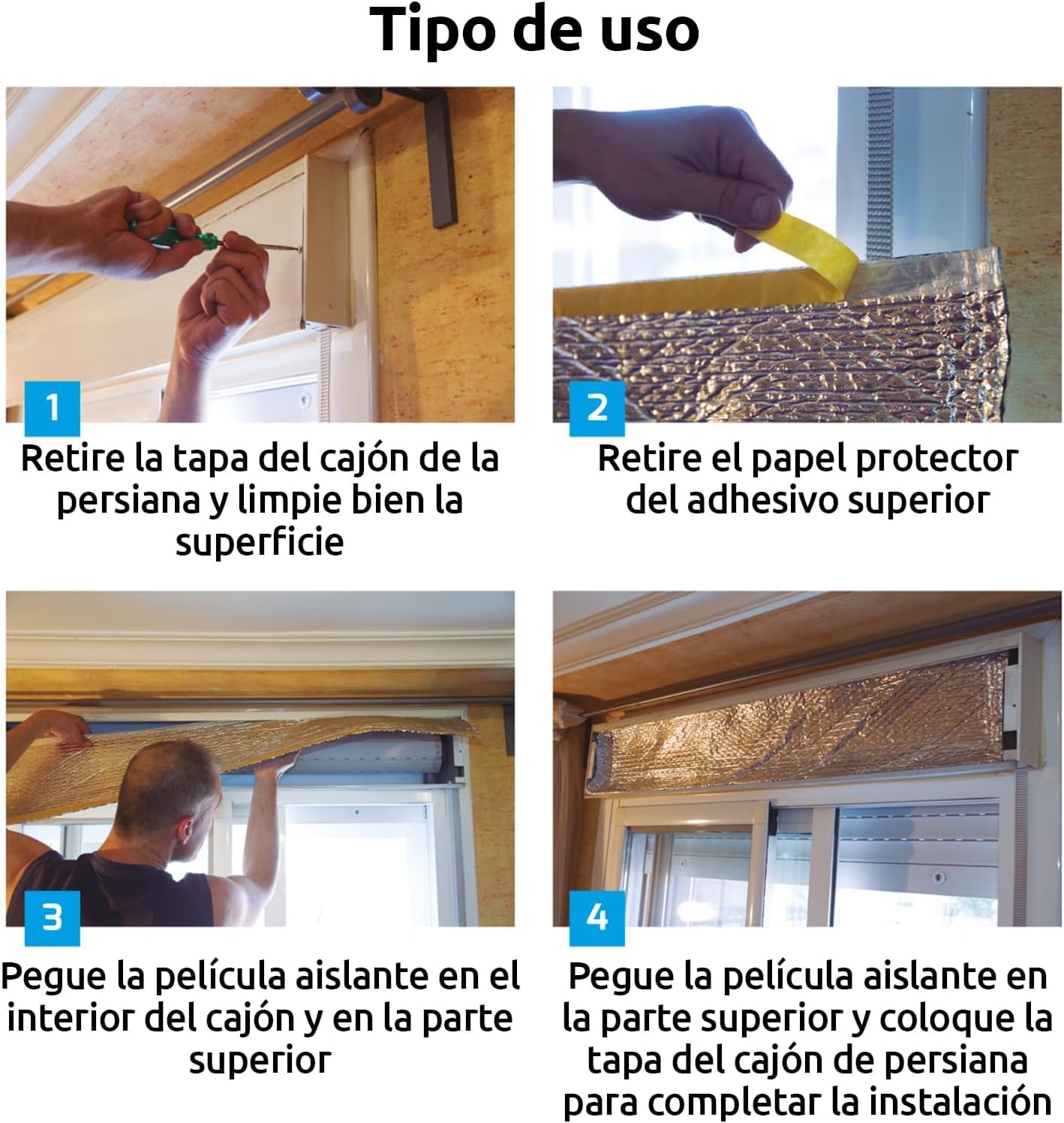 Aislante Termico para el Cajón de la Persiana - Aislamiento Termico Autoadhesivo protege del Frio y Calor - Aislante Caja Persianas - Pack 3 uds - 1.20x0.25m