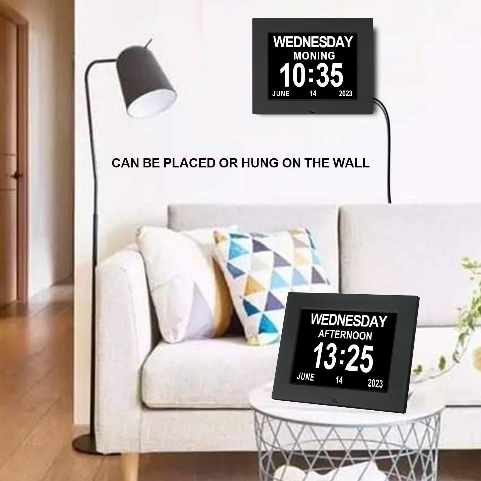 Orologio da 19,1 cm extra large con calendario giorno data ora e giorno non abbreviato orologio demenza perfetto per anziani con problemi di vista