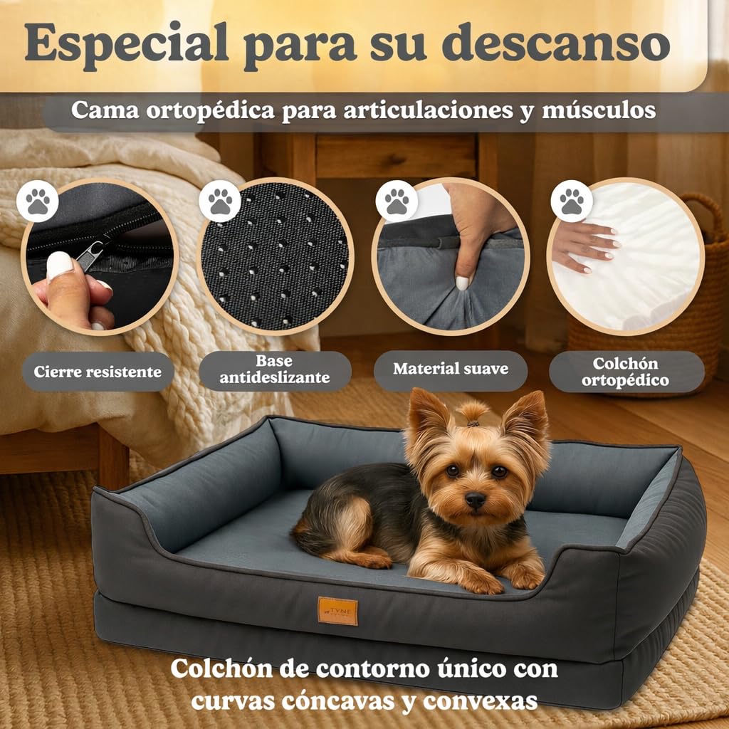 Cama Ortopédica para Perros y Gatos, Colchón Ergonómico para Articulaciones, desenfundable, lavable y antideslizante, Manta, s m l