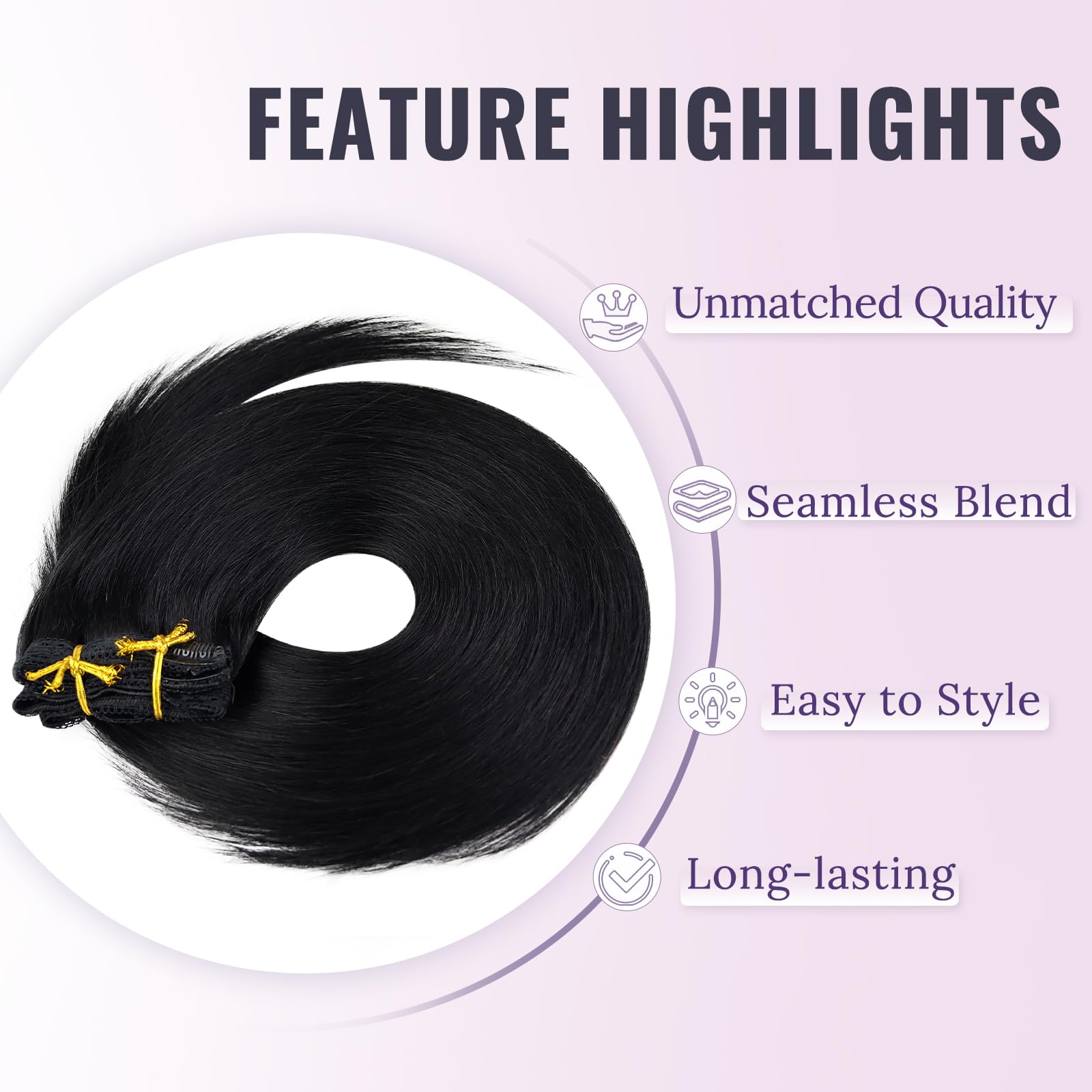 Fshine Extension Clip in Capelli Veri 22 Pollici 7 Pezzi Nero Lisci Capelli Dei Capelli Umani Reale Lisci Capelli 150G Extension Lisce Clip Double Weft Clip In Hair Extensions #1