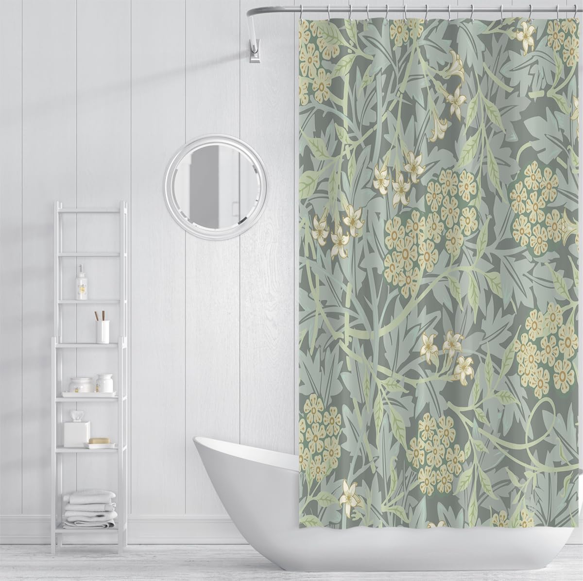 Cortina de Ducha Estilo Morris Verde Claro Baño 150x180cm