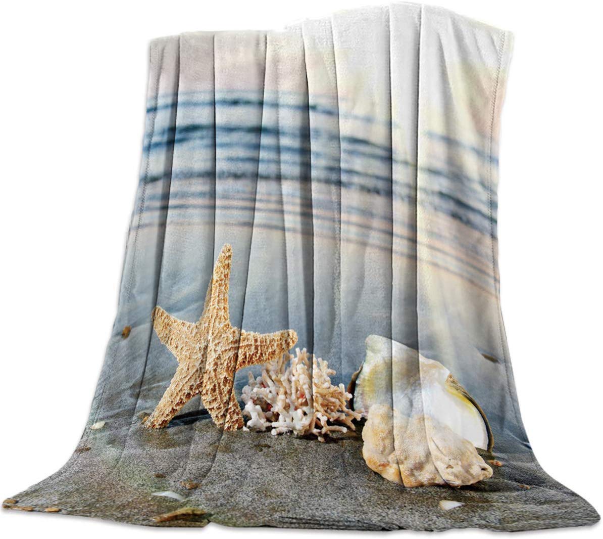 Flannel Fleece Luxury Throw Blanket,Lightweight Cozy Couch Bed Super Soft and Warm - Sea Water Beach Sunshine Starfish (30 x 40 Inches)