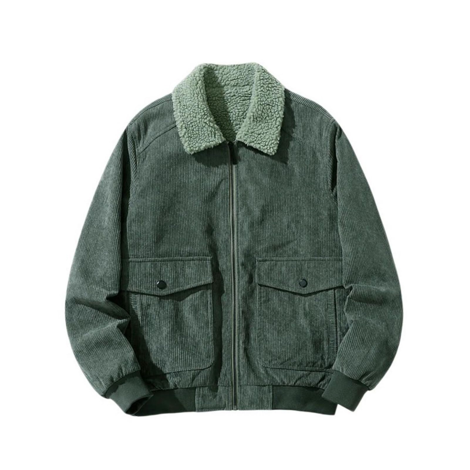 Chaqueta de pana para hombre de mediana edad abrigo forrado para trabajo de invierno 8