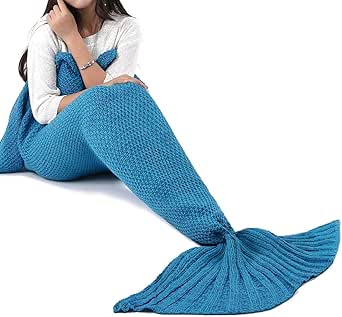 LAGHCAT Mermaid Tail Blanket Crochet Mermaid Blanket for Adult, Soft All Seasons Snuggle Mermaid Sleeping Bag Blankets