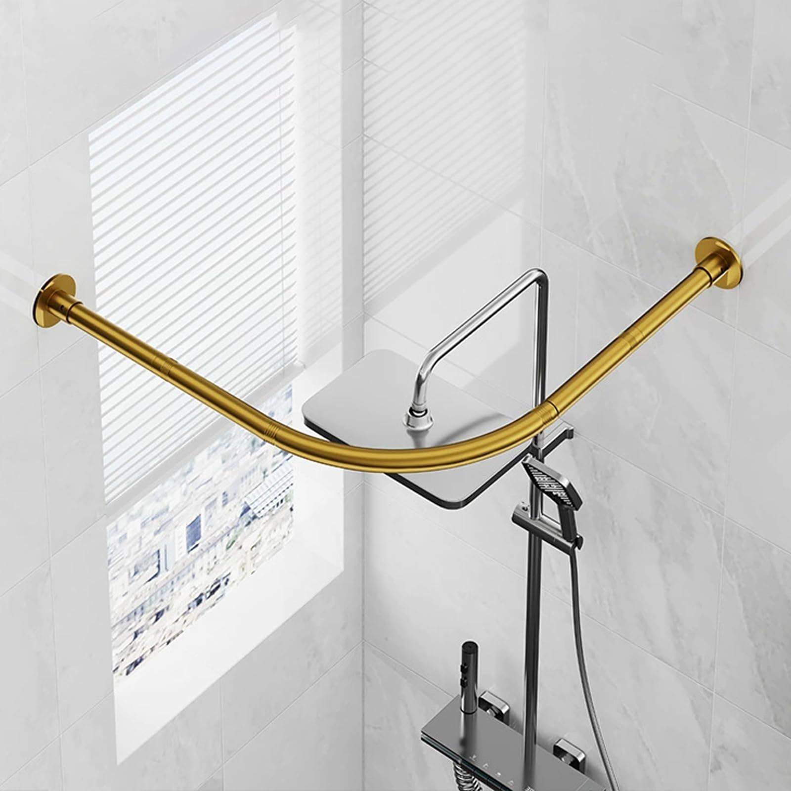 Tringle à rideau de douche en L en acier inoxydable fixation murale