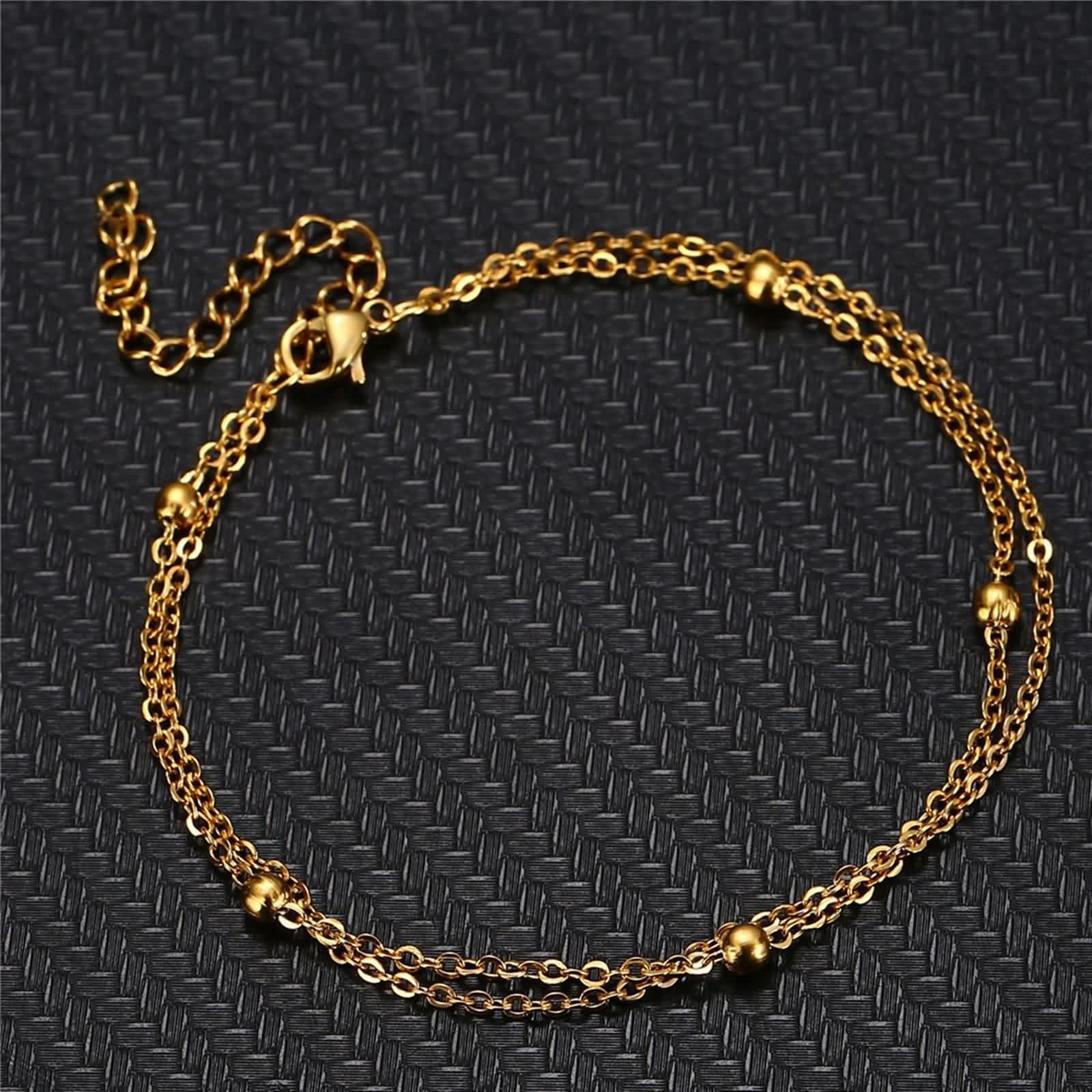 Bracciale alla caviglia in oro bianco 375 9 K, Au375, doppia collana con perla da donna, amicizia, estate, spiaggia, regalo per donna