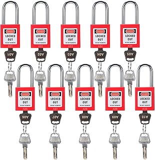 RealPlus Lockout Tagout Locks, 10pcs Keyed Alike Safety Lock, 2 Keys Per Lock, Loto Locks for Lock Out Tag Out Station