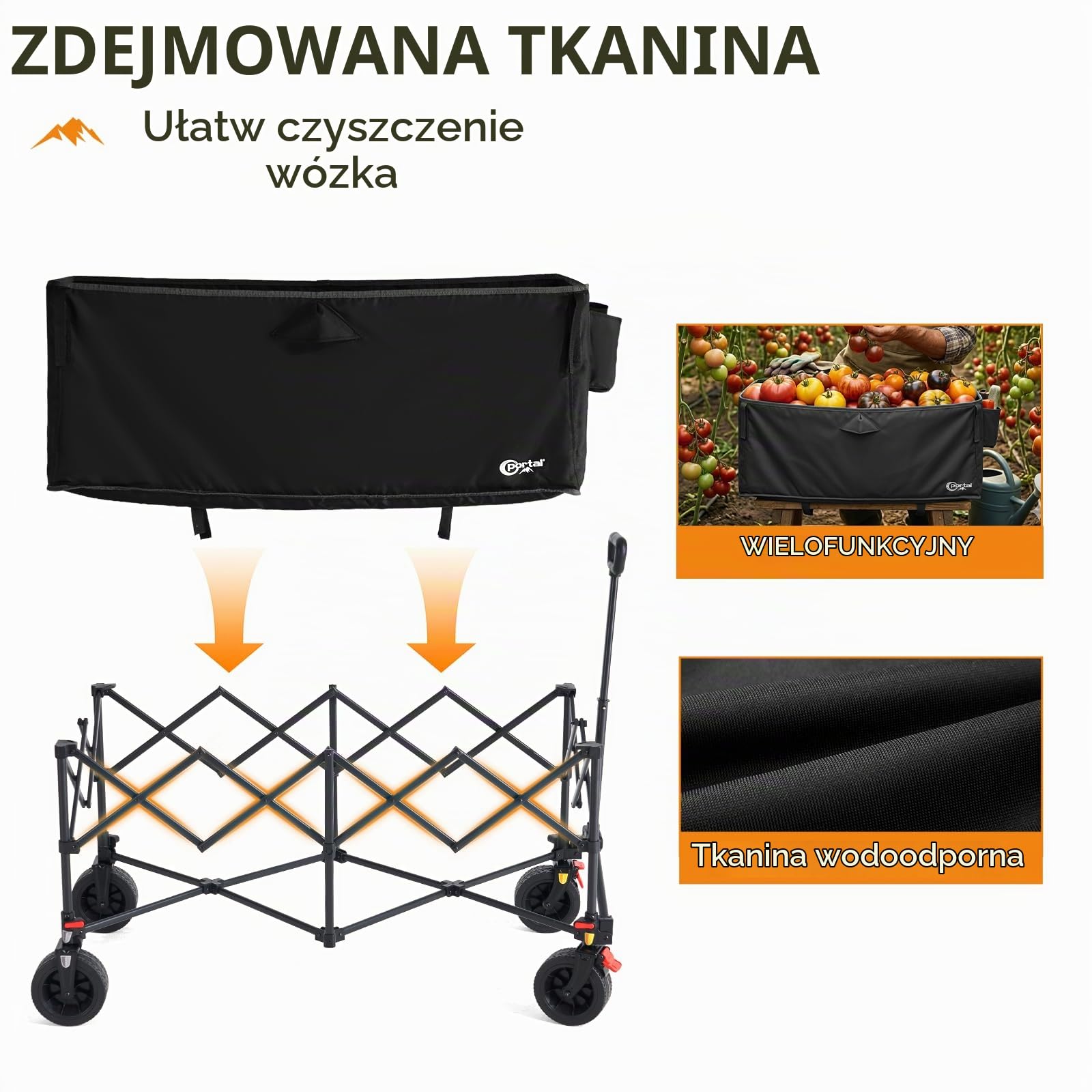 Portal Wózek składany, 300 l, XXL, duża powierzchnia ładunkowa, obciążenie