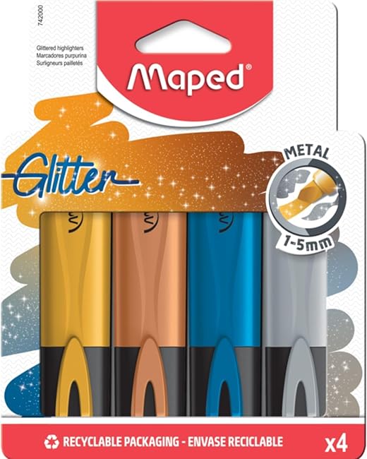 Pack 4 Subrayadores Maped Glitter