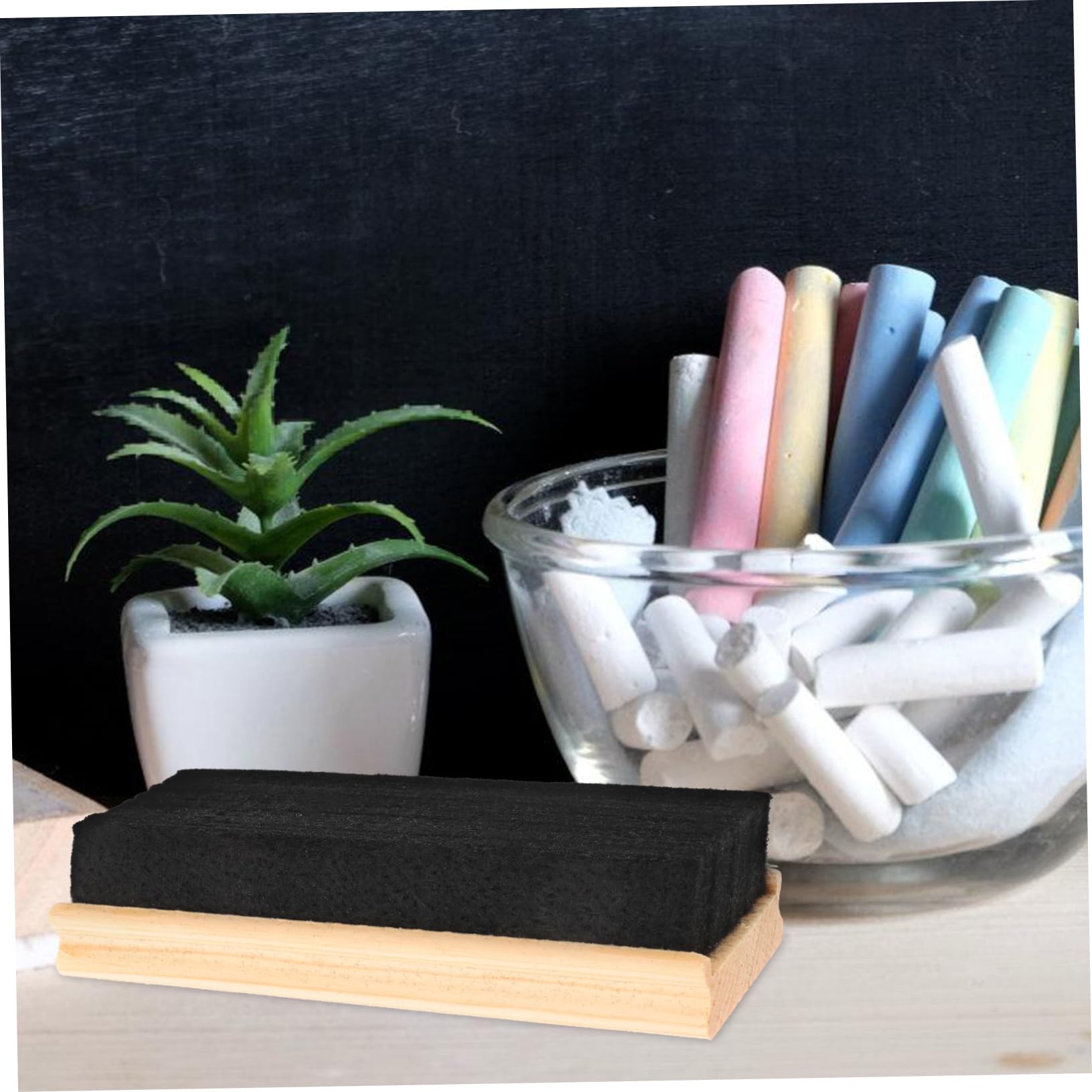3 Sätze Radiergummi Abwaschbare Marker Schwarze Kreidetafel Whiteboard-marker Miniatur-kreideradierer Tafelaufkleber Kreidestift Trockener Tafelwischer Tafeln Wollfilz 5 Stücke * 3