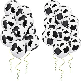 80 Pieces Cow Print Latex Balloons 12 Inch Latex Balloons Funny Balloons in Black and White for Kids Birthday Party Animal Theme Western Cowboy Theme Party Supplies