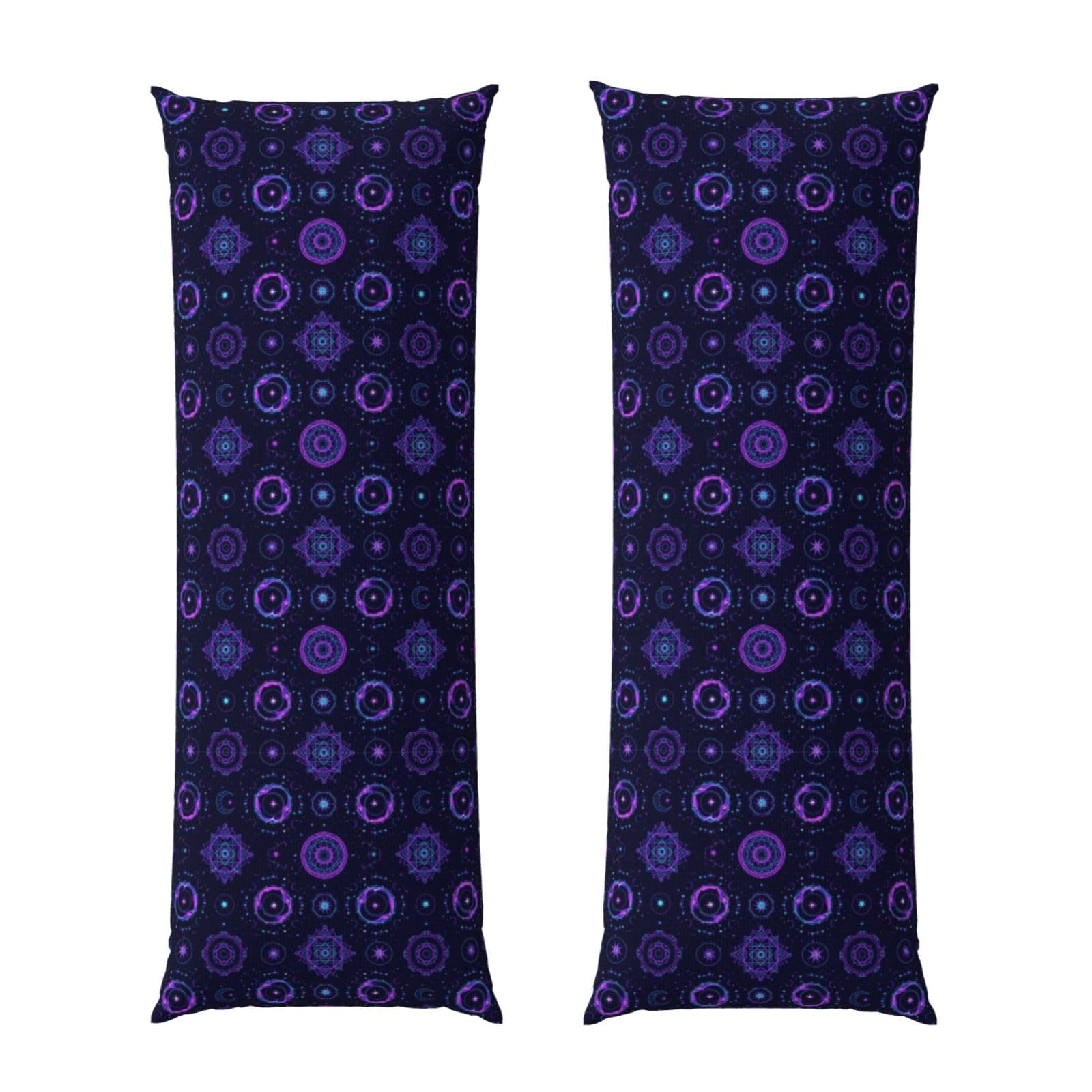 Body Pillow Cover 20x54, Sacred Geometric Symbols Sun Moon Trippy Purple, Decorative Zippered Pillowcase, Soft Cozy Flannel Fabric, Cushion Case for Couch Sofa Bedroom Home Decor