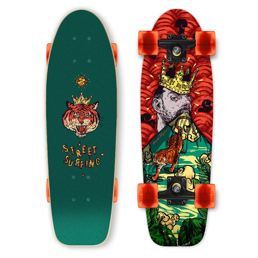 Streetsurfing Cruiser Cruiser Kicktail 28", Planche à Roulette Unisexe, Black, One Size - 06-08-020-2